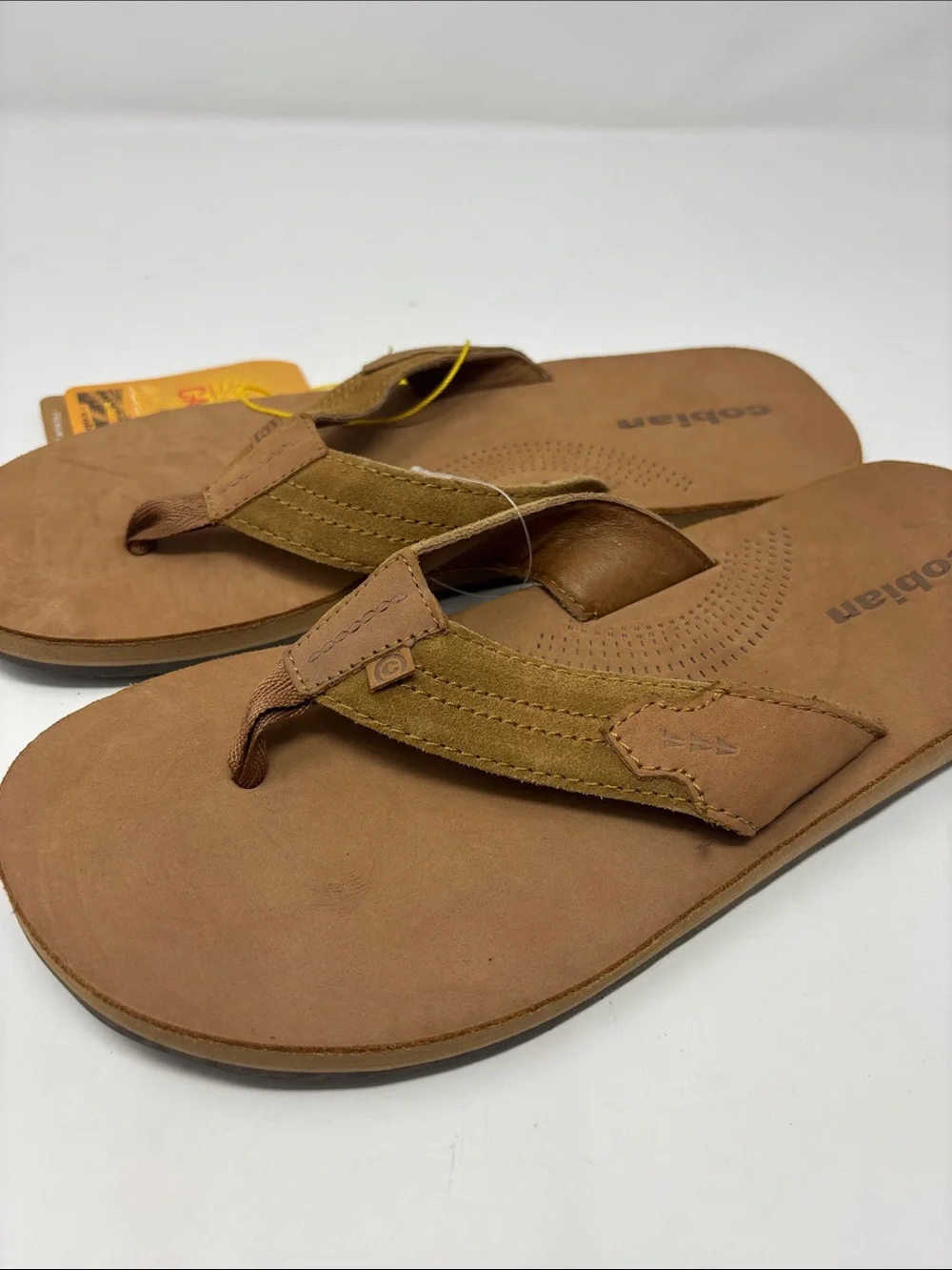 New Campo Del Sol by Cobian | Brown Leather Suede-Trim Flip Flops sandals tan